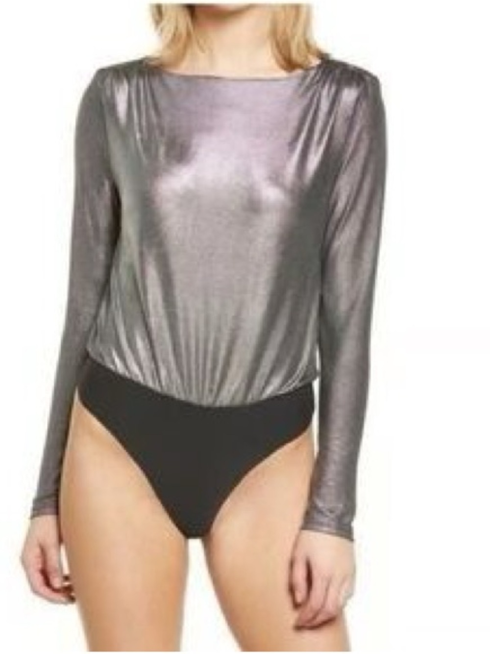 Metallic Silver Long-Sleeve Kids One-Piece Bodysuit
